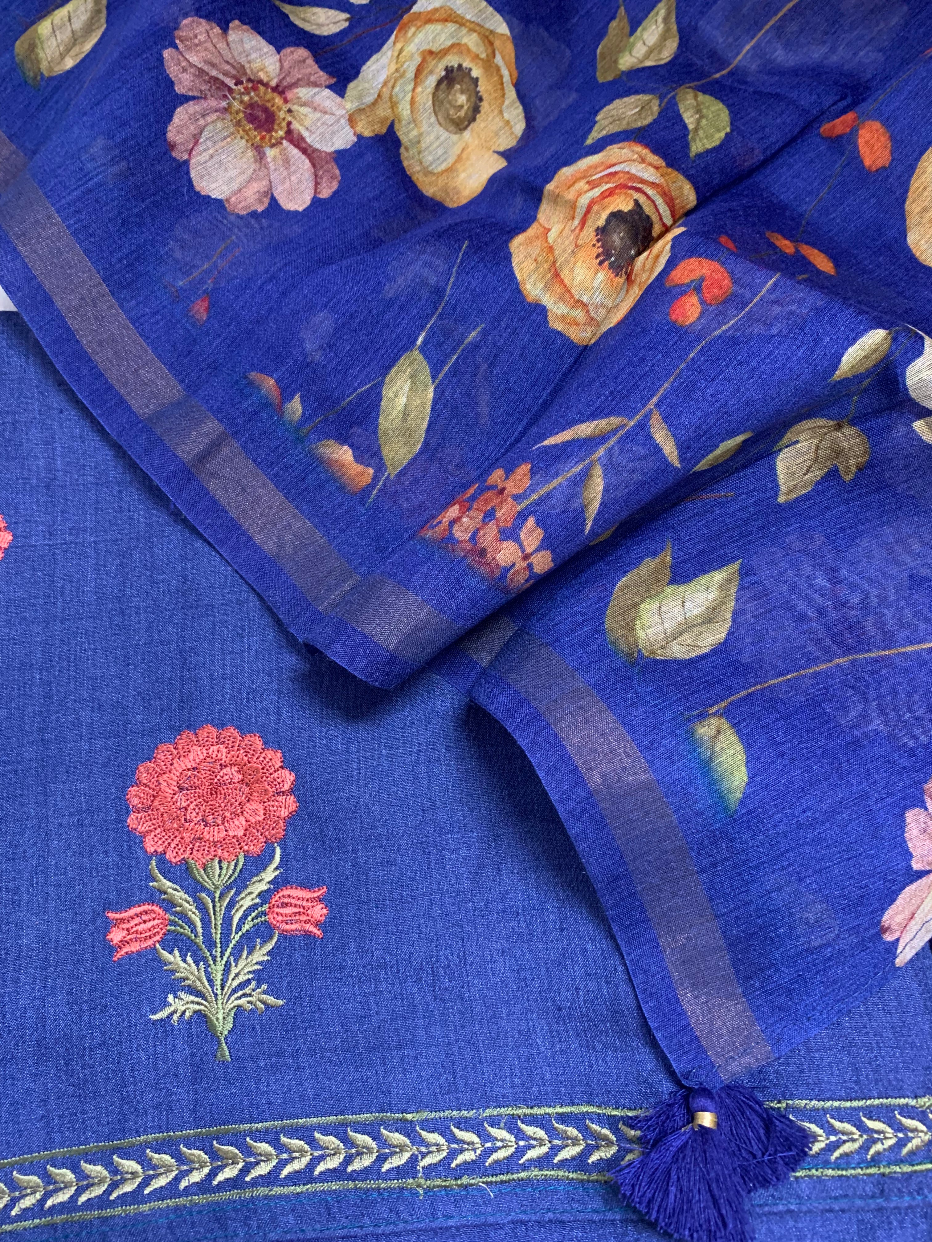 Moonga Silk Printed Embroidery Suit Set - Futaaba Fashions