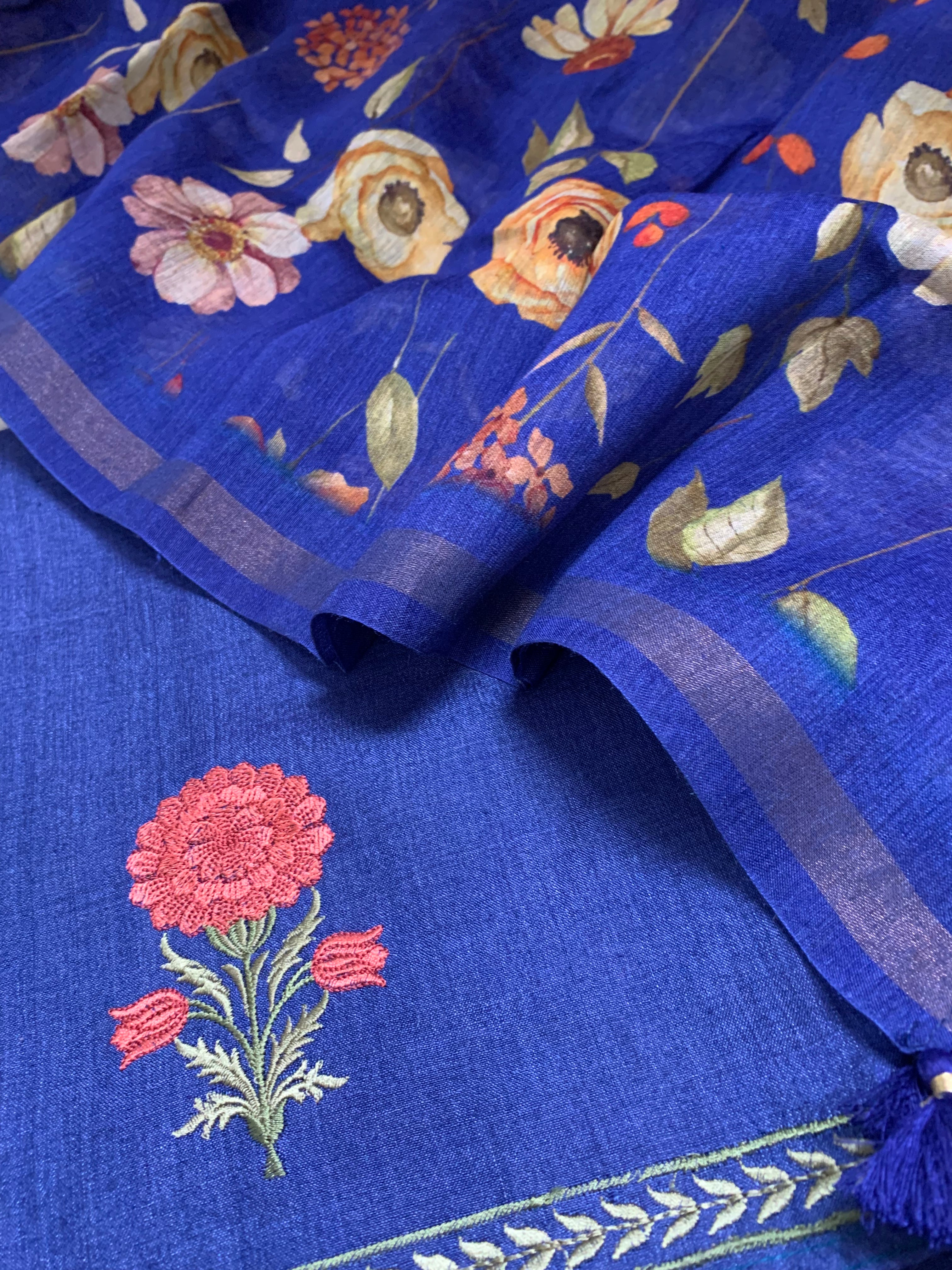 Moonga Silk Printed Embroidery Suit Set - Futaaba Fashions