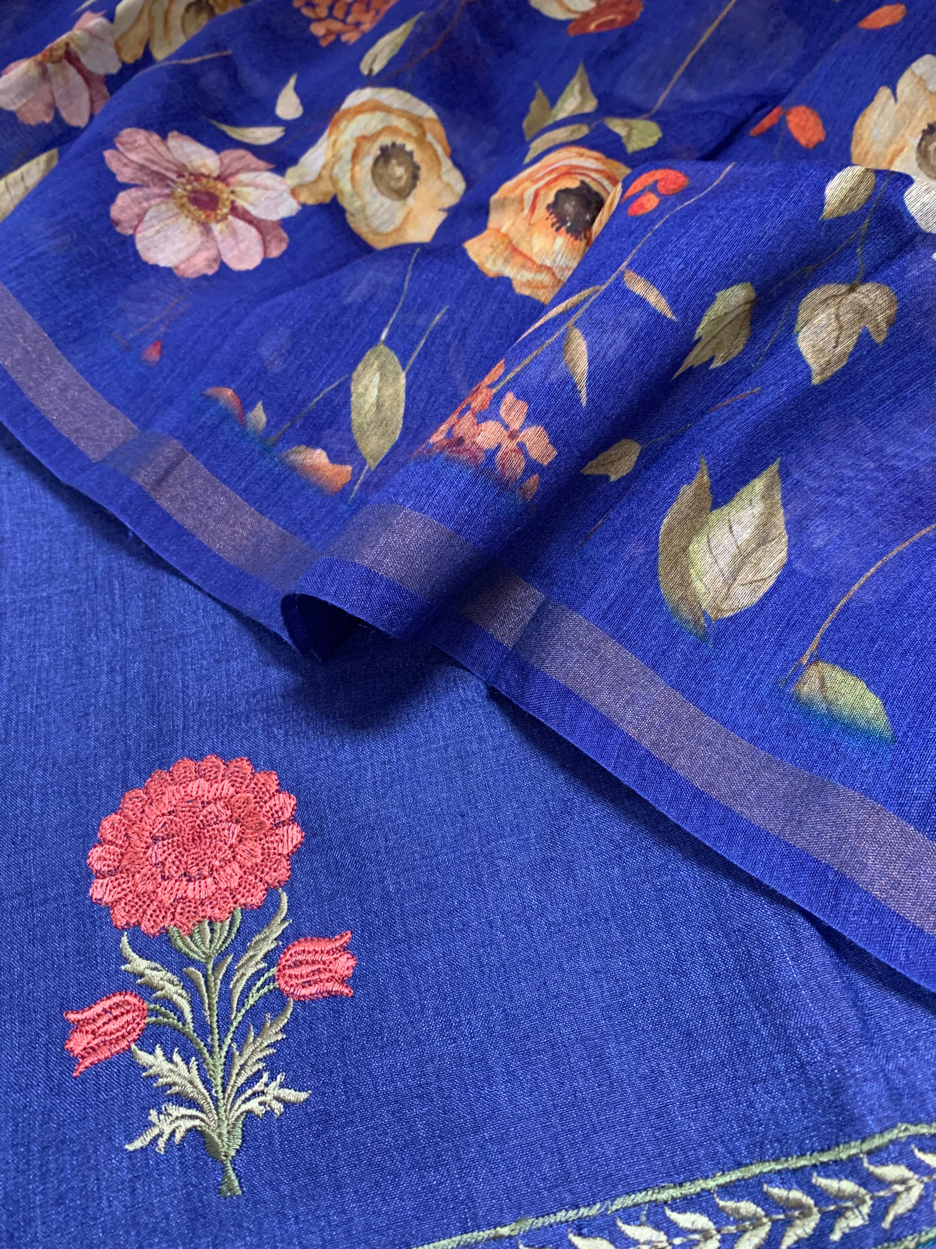 Moonga Silk Printed Embroidery Suit Set - Futaaba Fashions