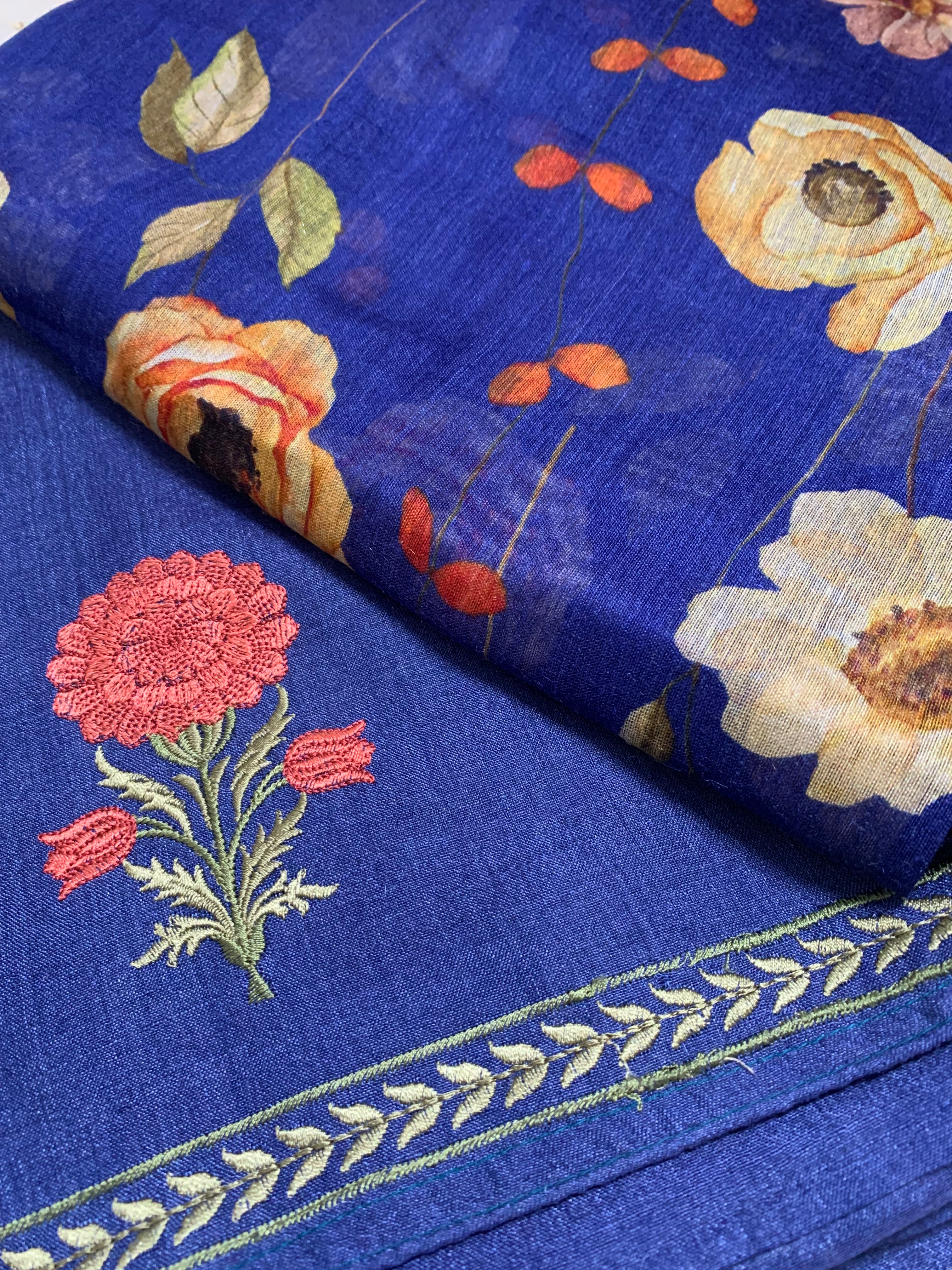 Moonga Silk Printed Embroidery Suit Set - Futaaba Fashions