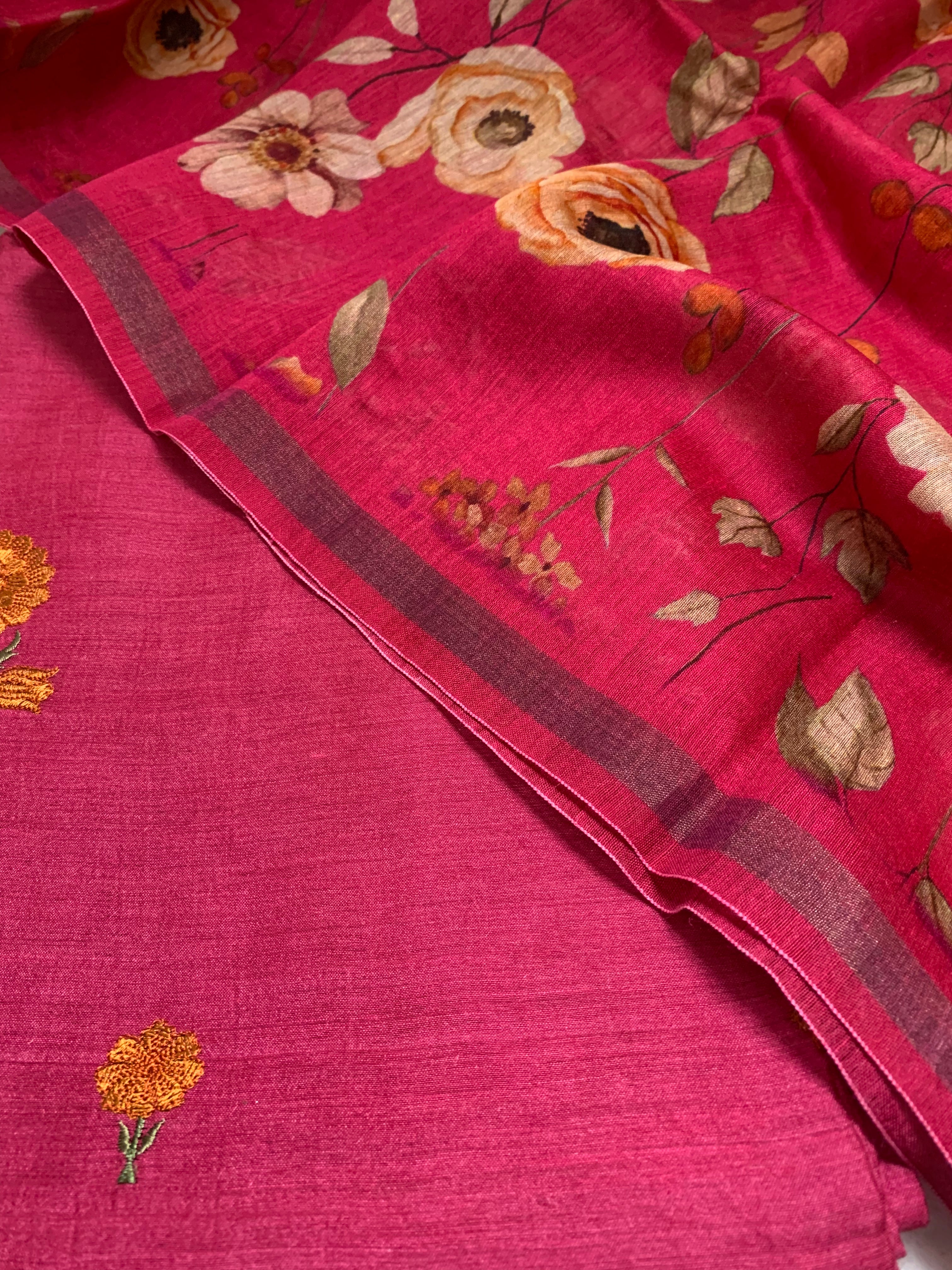 Moonga Silk Printed Embroidery Suit Set - Futaaba Fashions
