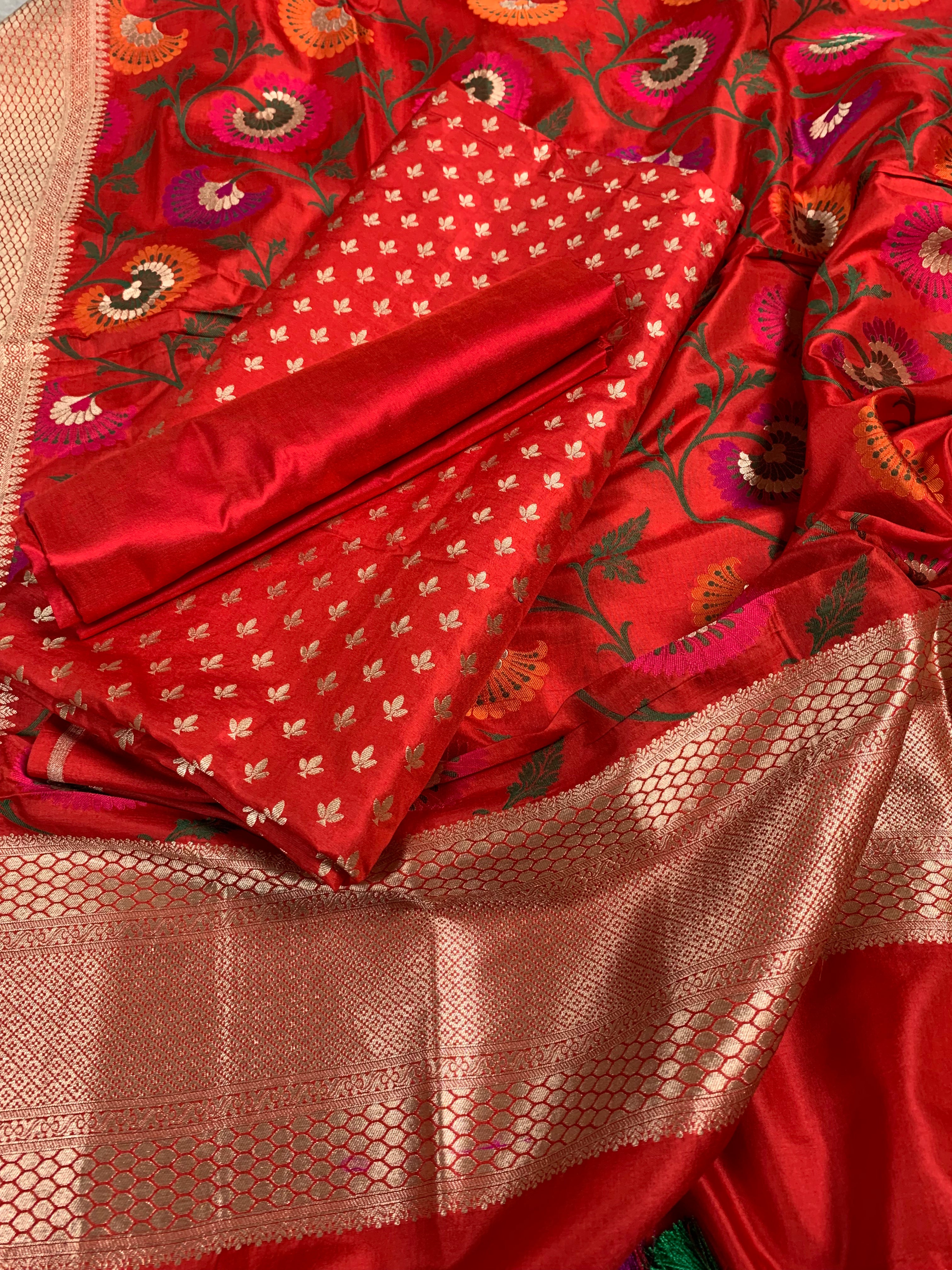 KADHWA KATAN SILK MEENA JAAL SUIT SETS - Futaaba Fashions
